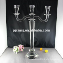 Crystal Pillar Candle Holder With 5 Arms For Wedding Decorations